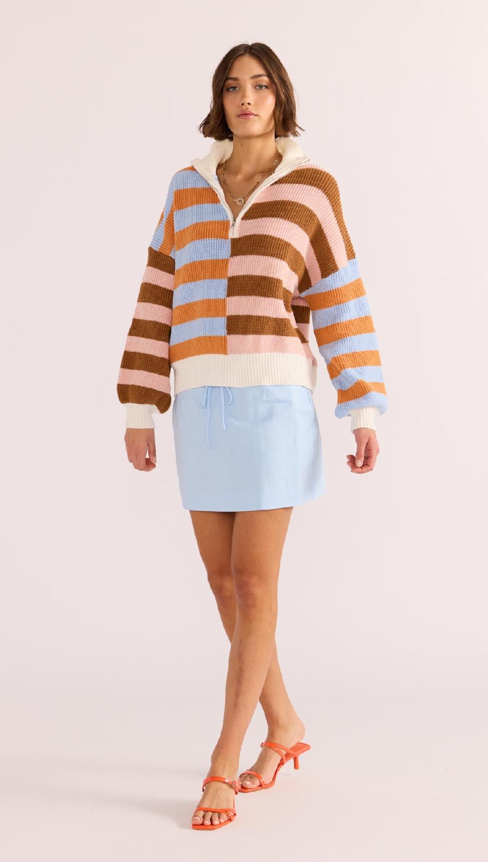 minkpink Skye Splice Stripe Sweater