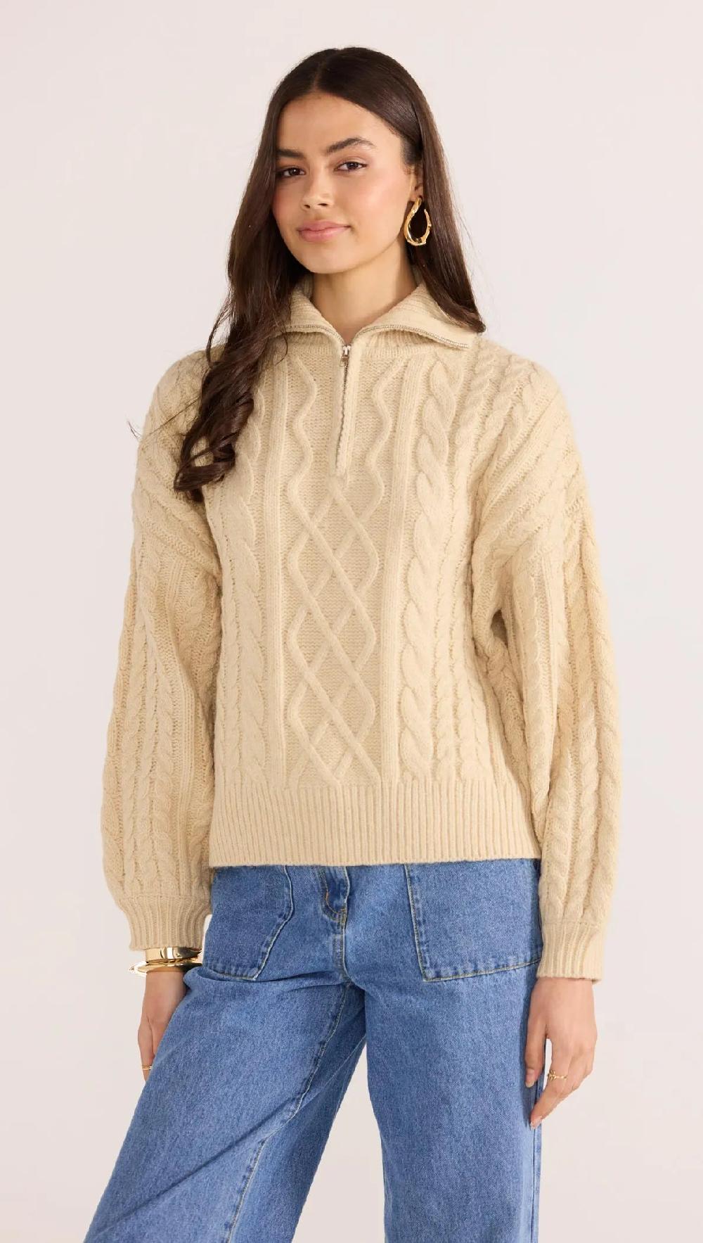 Minkpink Varsity Cable Knit Sweater
