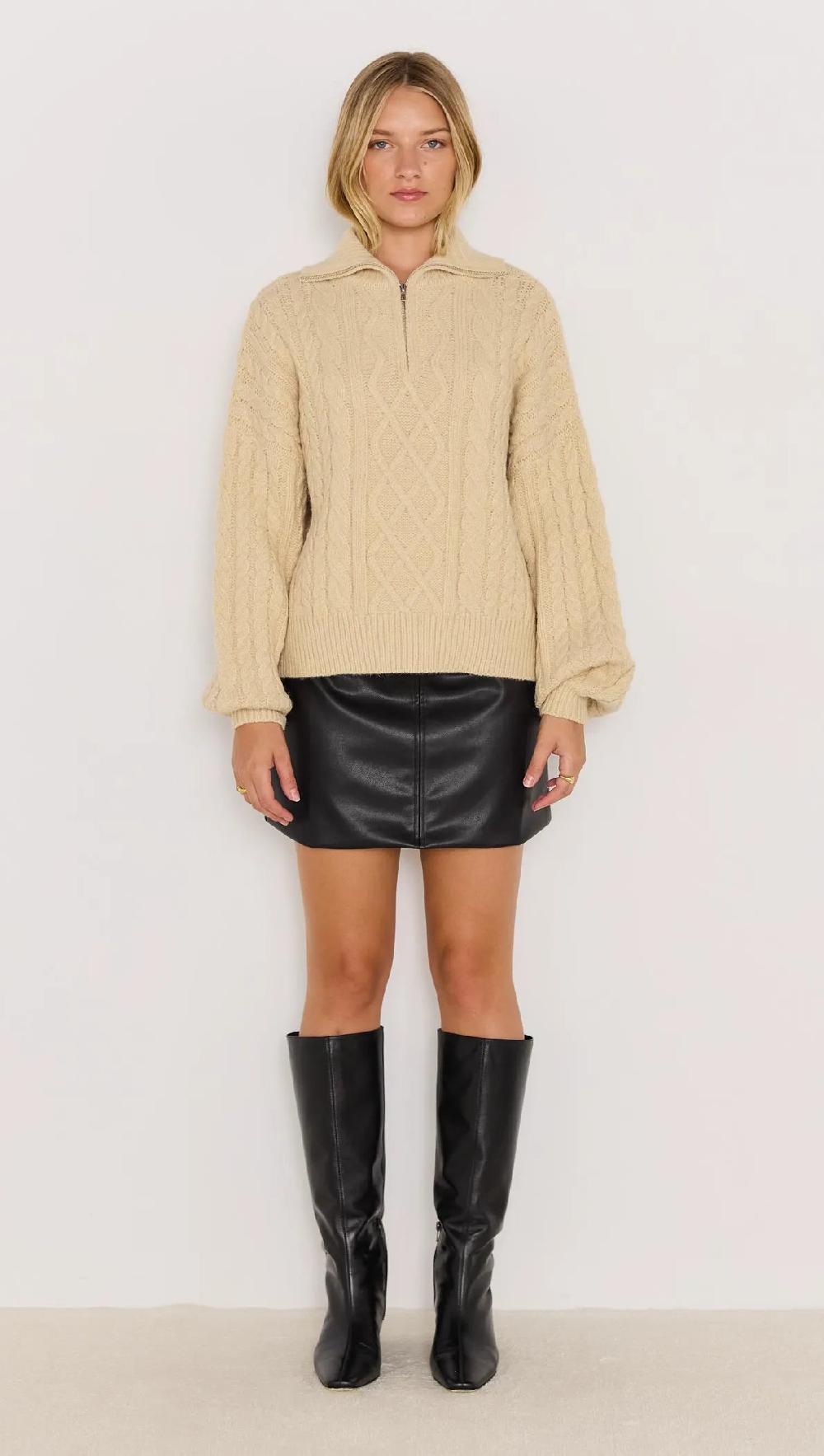 Minkpink Varsity Cable Knit Sweater