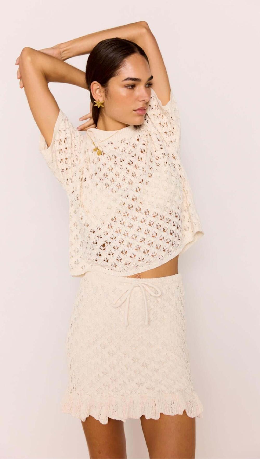 Minkpink White Pointelle Knit Resort Top
