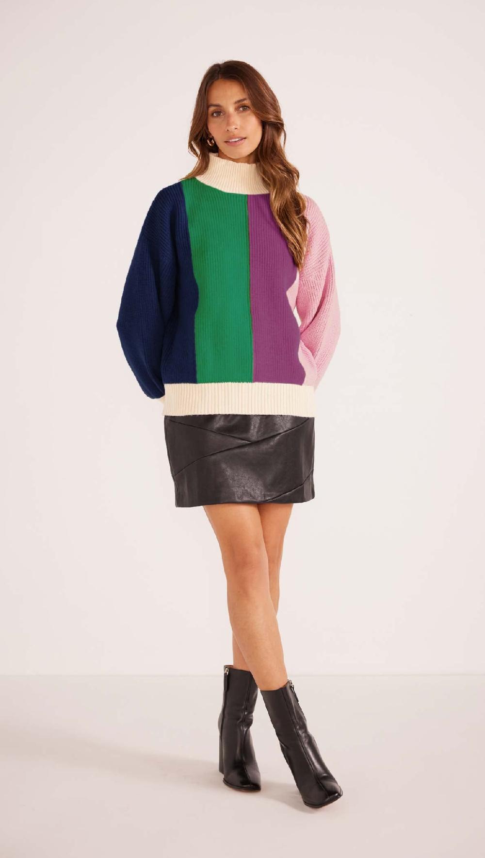 Minkpink Zia Colour Bock Knit Jumper - Final Sale