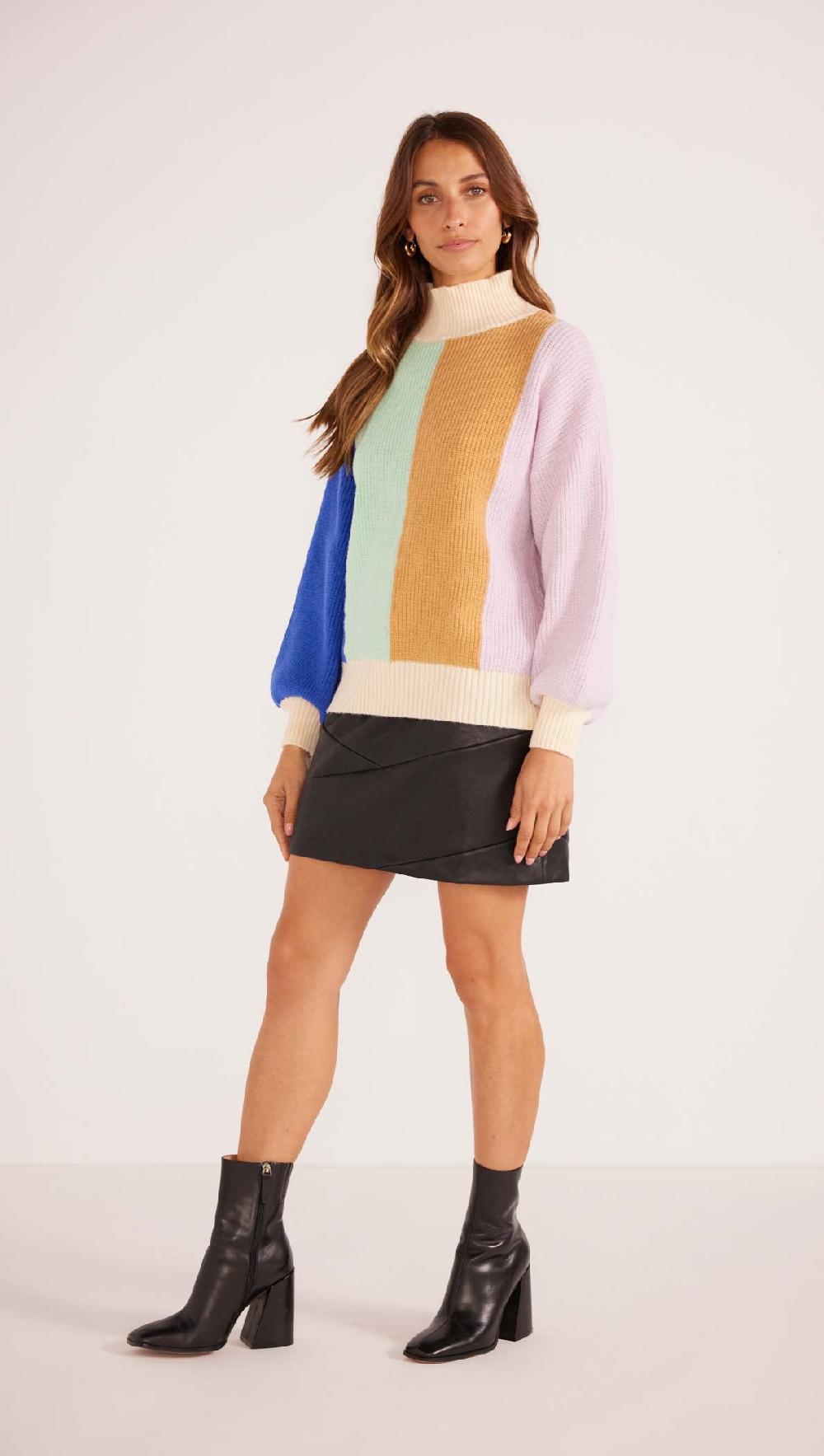 Minkpink Zia Colour Bock Knit Jumper - Final Sale