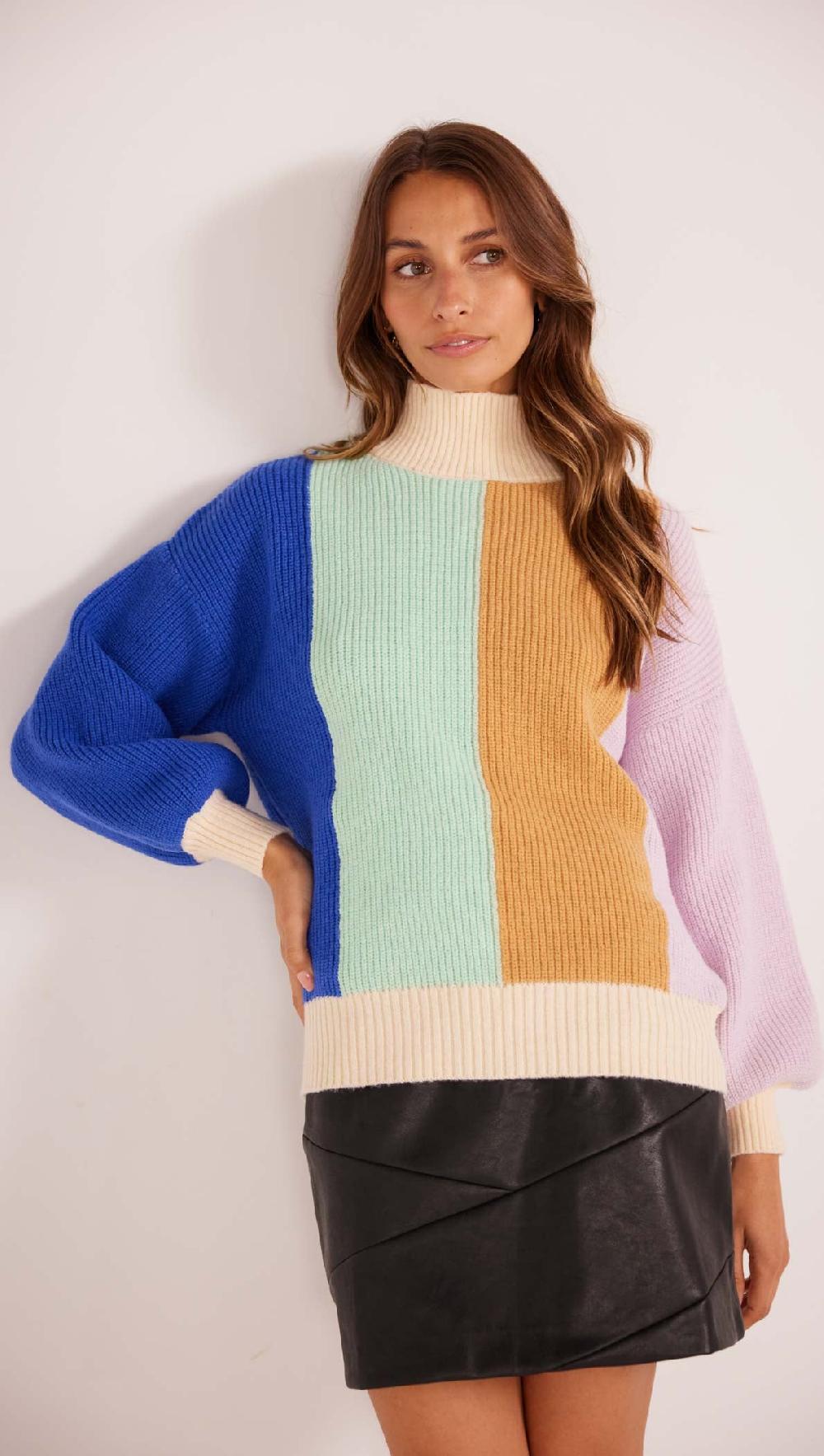 minkpink Zia Colour Bock Knit Jumper - Final Sale