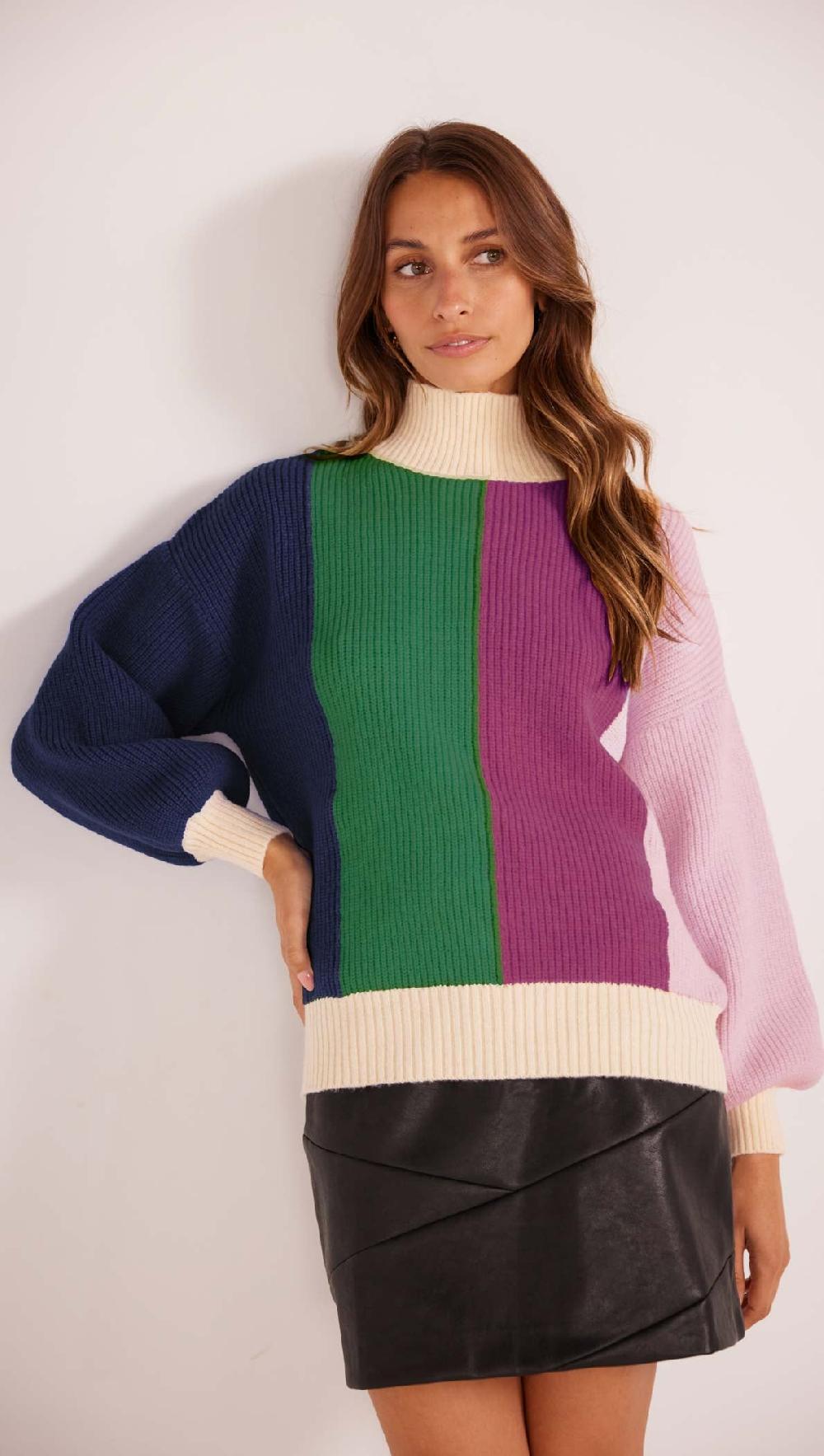 minkpink Zia Colour Bock Knit Jumper - Final Sale