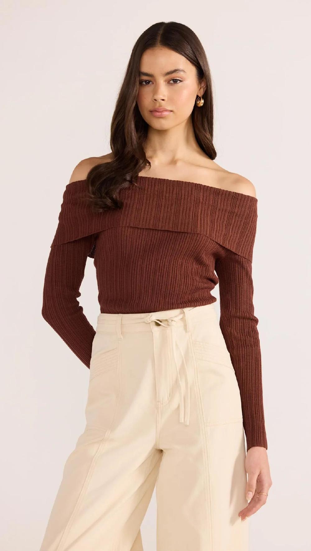 Minkpink Zoe Off Shoulder Knit Top