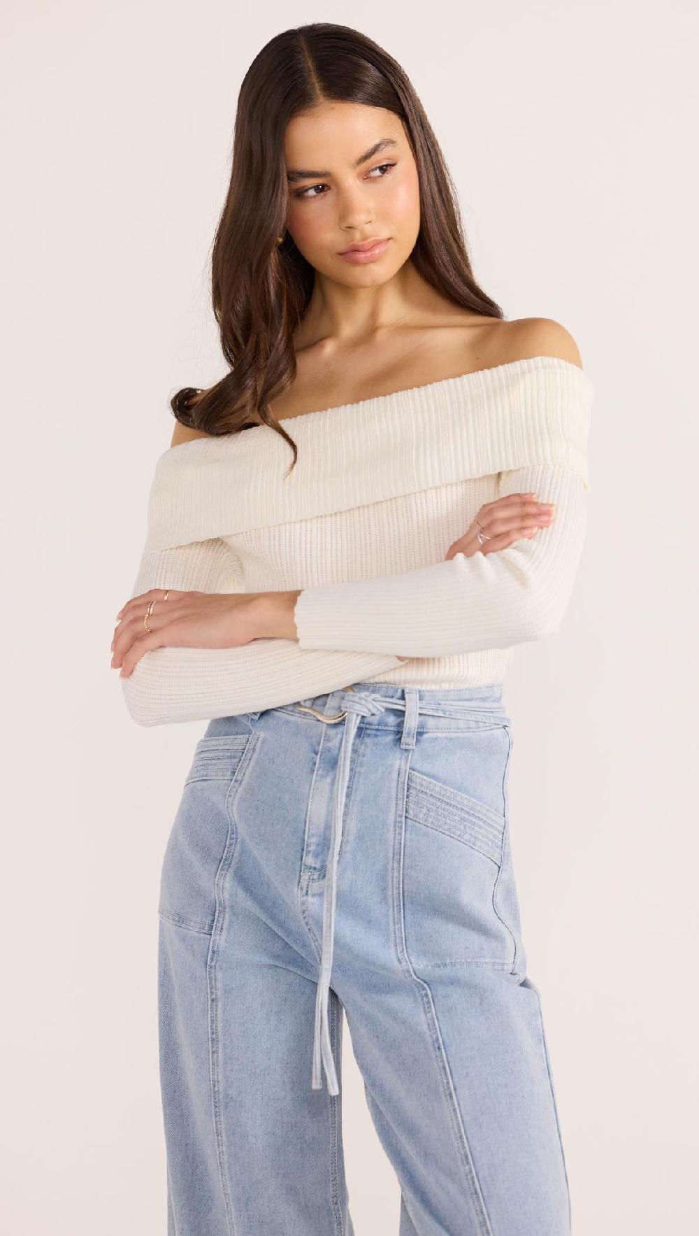 minkpink Zoe Off Shoulder Knit Top