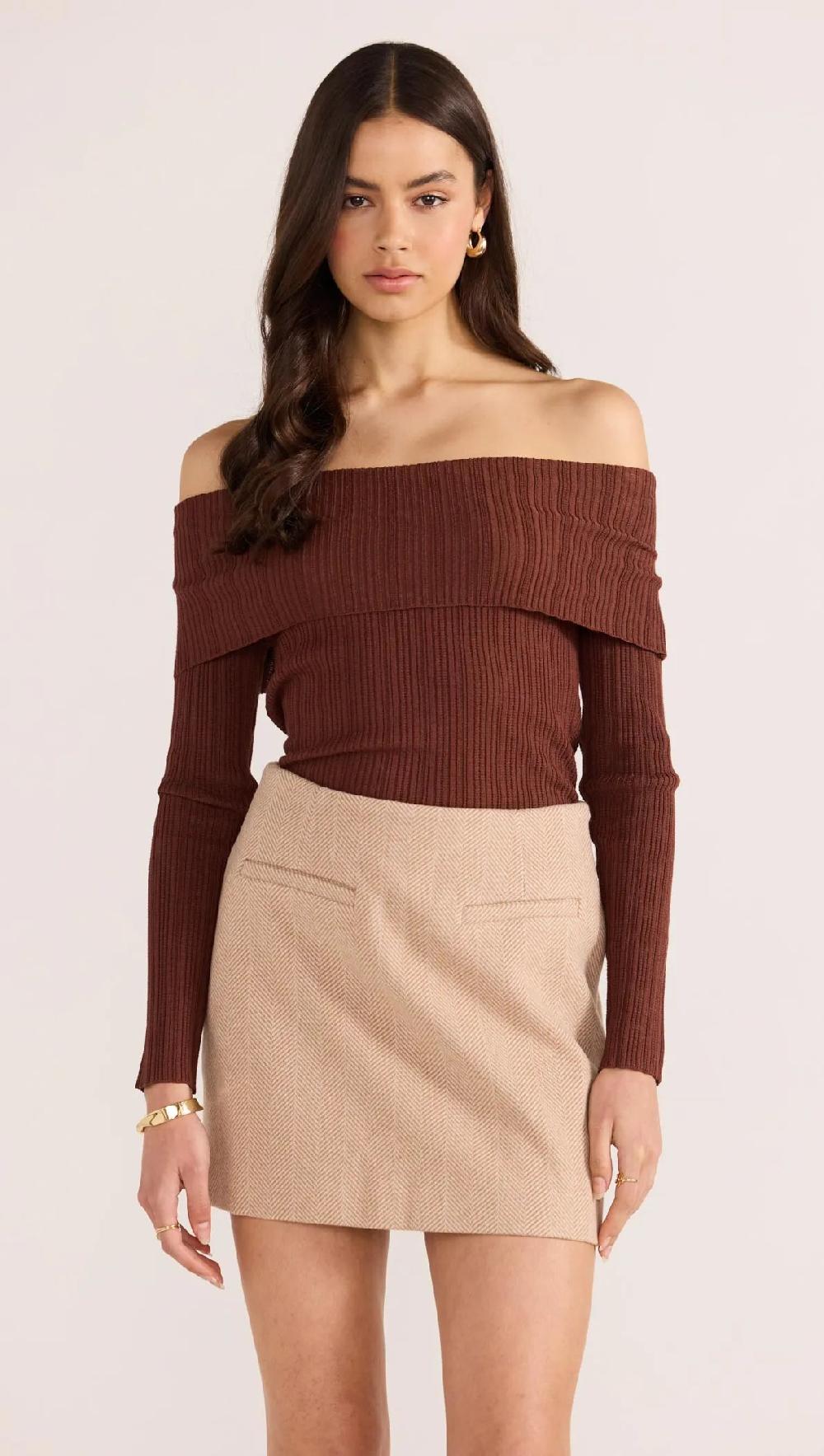 minkpink Zoe Off Shoulder Knit Top