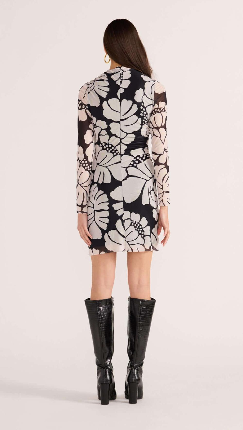Minkpink Persephone Mesh Mini Dress - Black & White Floral
