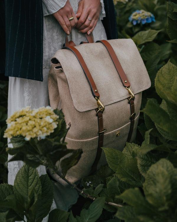 Mismo M/S Backpack Grand Herringbone/Cuoio