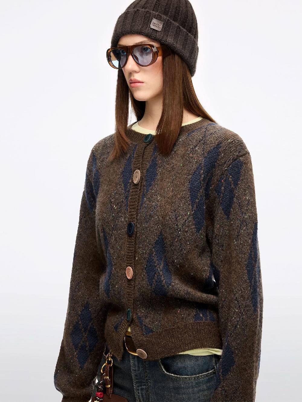 Miss Sixty ALPACA-BLEND KNIT CARDIGAN FUSCOUS BROWN