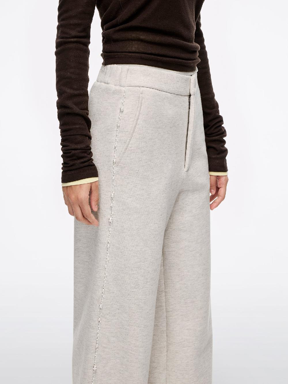 Miss Sixty BEADED STRAIGHT-LEG PANTS LIGHT HEATHER GREY