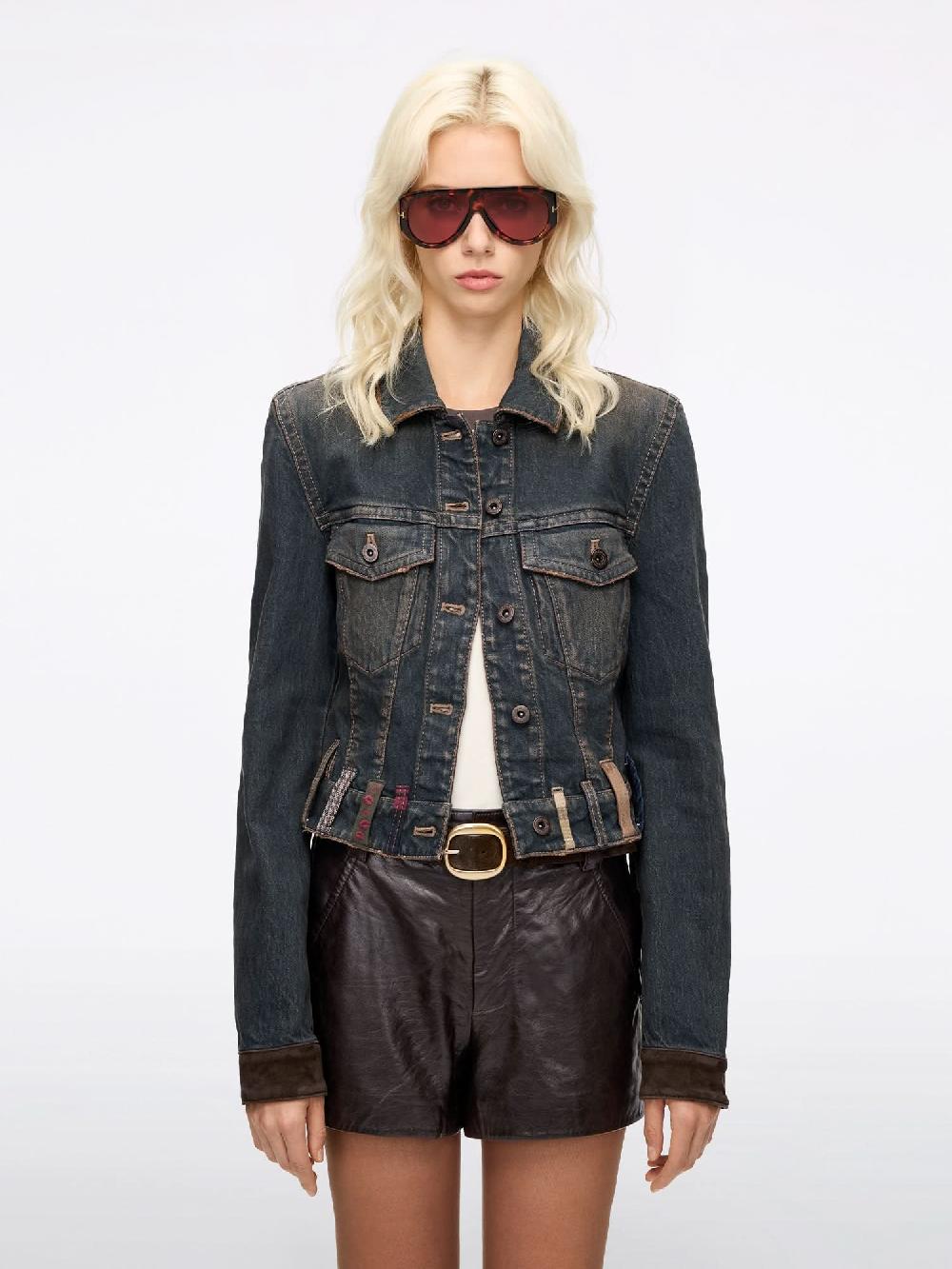 miss sixty BELT LOOP DENIM JACKET CLAY BRICK RED RETRO BLUE