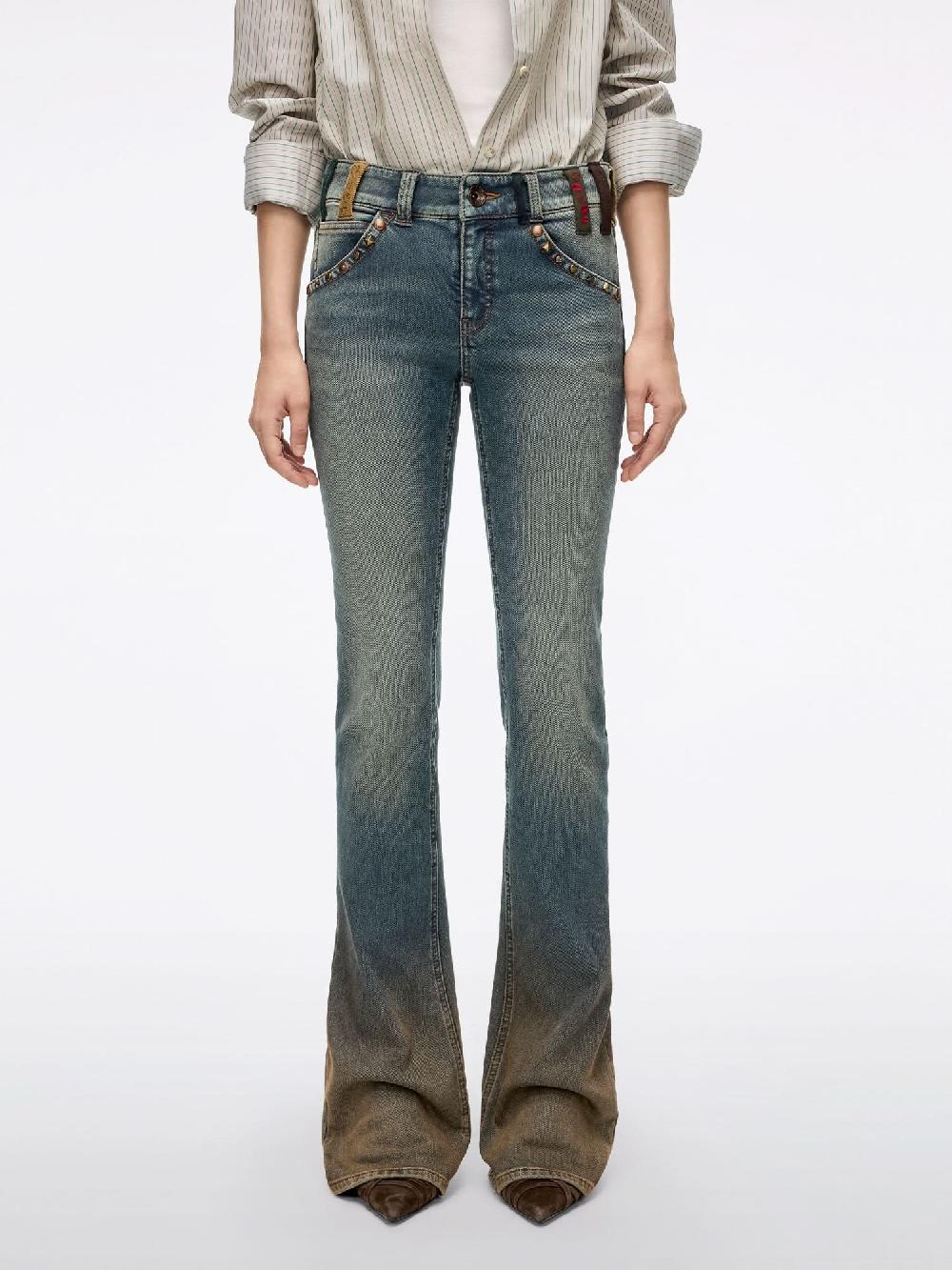 miss sixty BELT LOOP SLIM-FIT FLARED JEANS MIDDLE BLUE