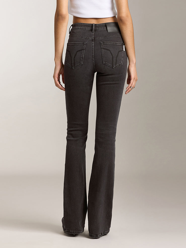Miss Sixty BLACK AND GREY WASHED FLARED JEANS BLACK FOG