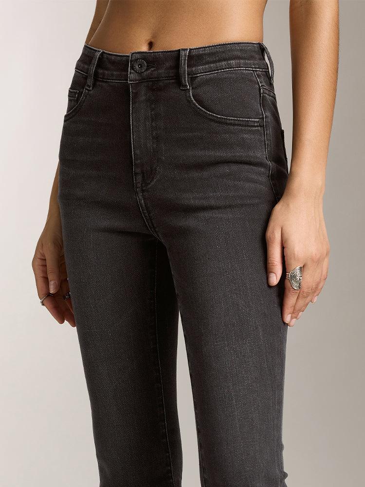 Miss Sixty BLACK AND GREY WASHED FLARED JEANS BLACK FOG