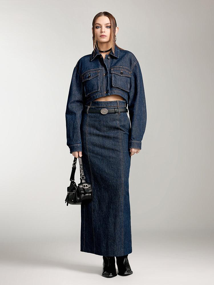 Miss Sixty CARGO STYLE DENIM JACKET WITH POCKETS BLACK BLUE