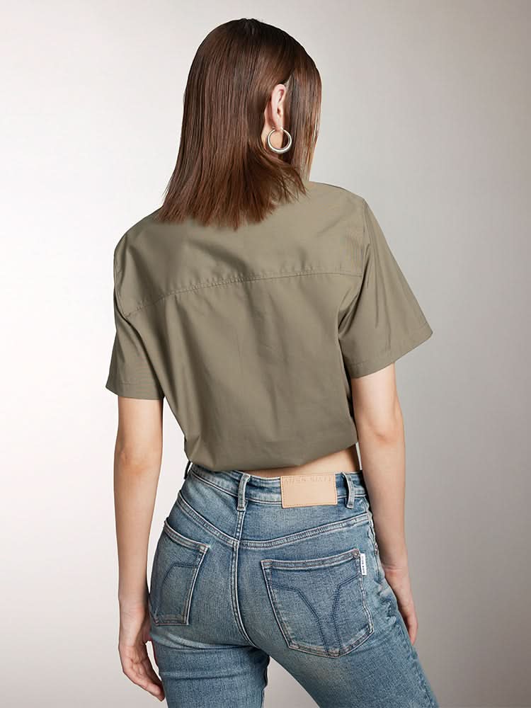 Miss Sixty CARGO STYLE SHORT-SLEEVE SHIRT ARMY GREEN