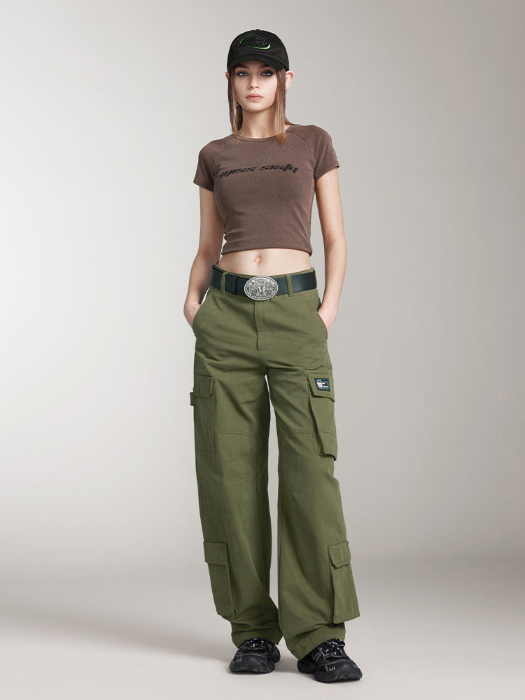 Miss Sixty CARGO WIDE LEG PANTS IN GREEN ARMY GREEN