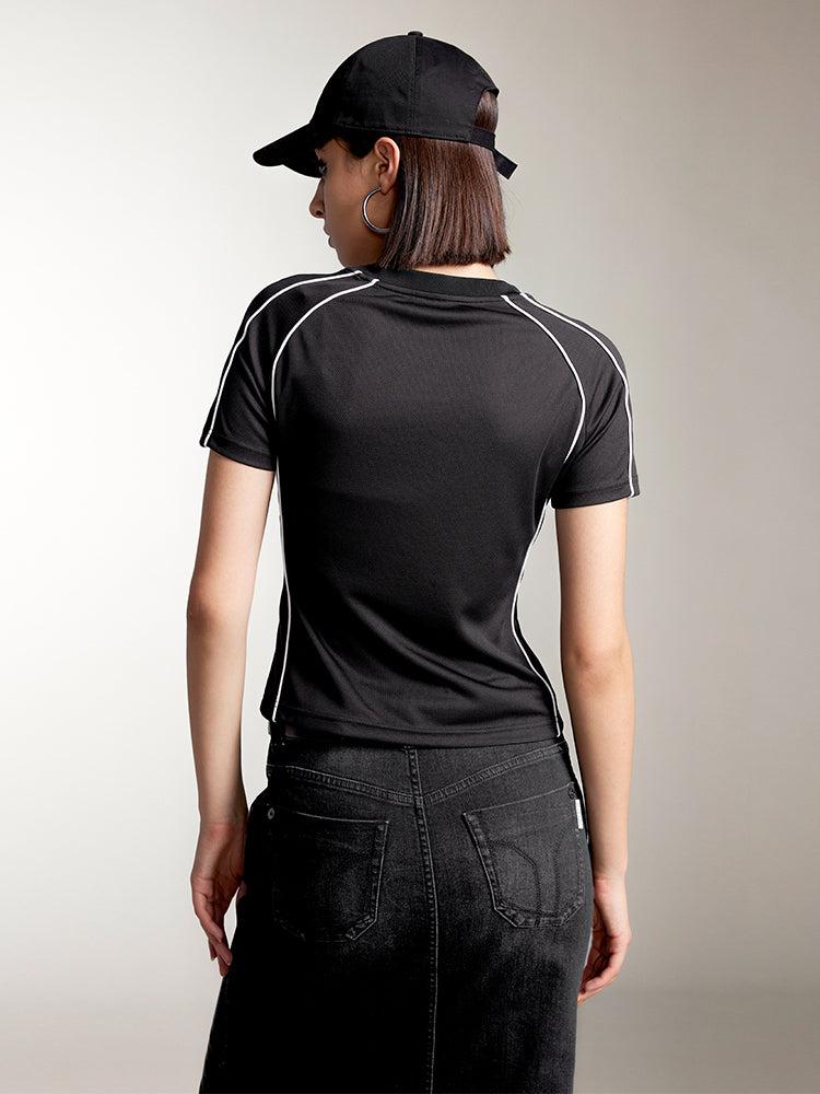 Miss Sixty COLOR CONTRAST PRINTED T-SHIRT BLACK/WHITE