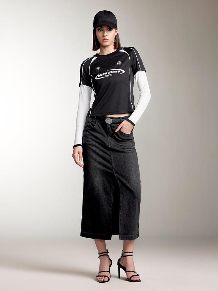 Miss Sixty COLOR CONTRAST PRINTED T-SHIRT BLACK/WHITE