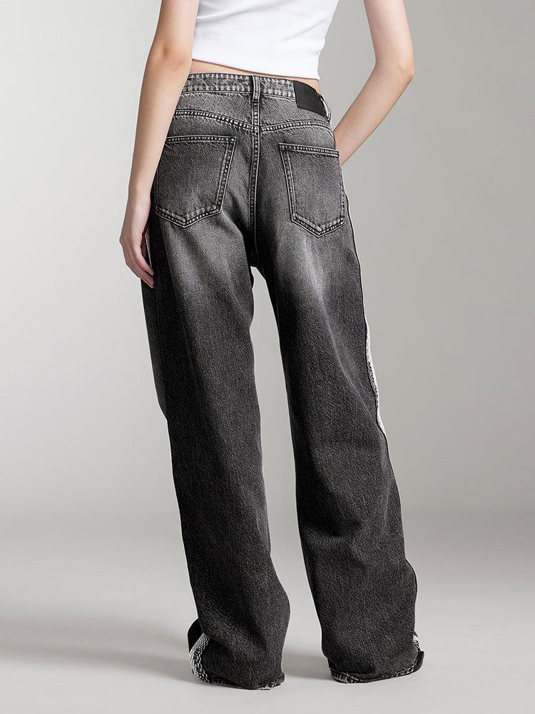 Miss Sixty COLOUR CONTRAST STRIPE STRAIGHT FIT JEANS BLACK FOG