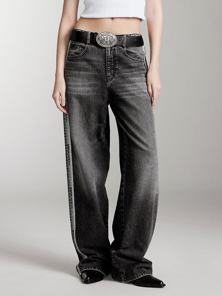 miss sixty COLOUR CONTRAST STRIPE STRAIGHT FIT JEANS BLACK FOG