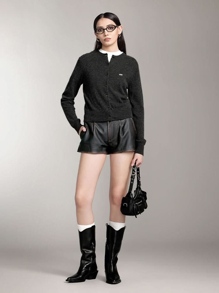 Miss Sixty CREW NECK CASHMERE CARDIGAN DARK HEATHER GREY