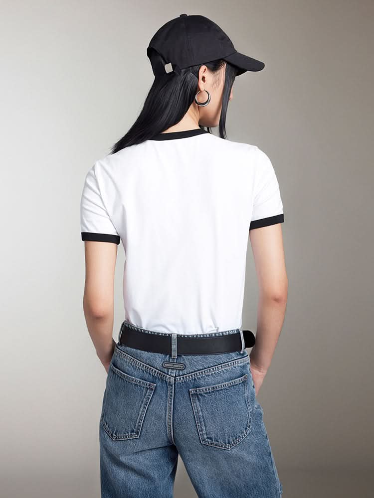 Miss Sixty CREW NECK COLOUR CONTRAST PRINTED T-SHIRT BRIGHT WHITE