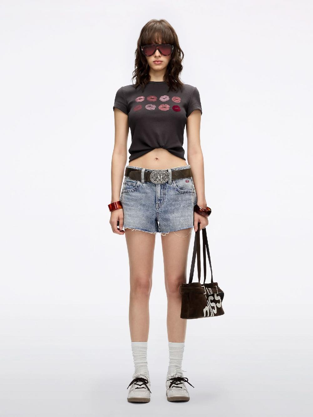 Miss Sixty CREW NECK LIP PRINT T-SHIRT PINECONE COFFEE