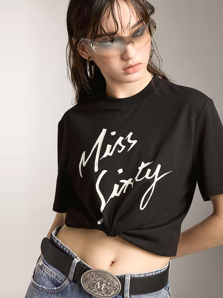 Miss Sixty CREW NECK PRINTED LOOSE FIT SHORT SLEEVES T-SHIRT BLACK