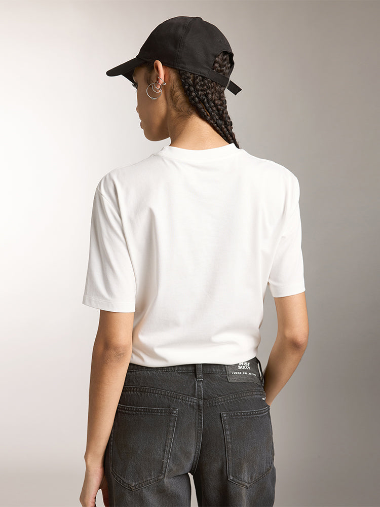 Miss Sixty CREW NECK PRINTED LOOSE FIT SHORT SLEEVES T-SHIRT WHITE