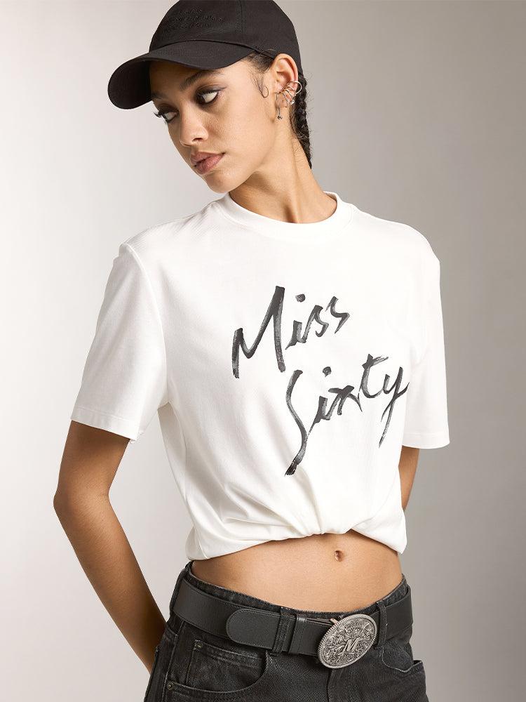 Miss Sixty CREW NECK PRINTED LOOSE FIT SHORT SLEEVES T-SHIRT WHITE