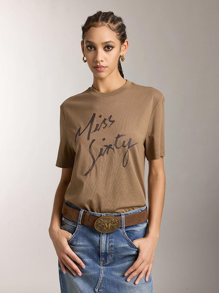 Miss Sixty CREW NECK PRINTED LOOSE FIT SHORT SLEEVES T-SHIRT WHITE