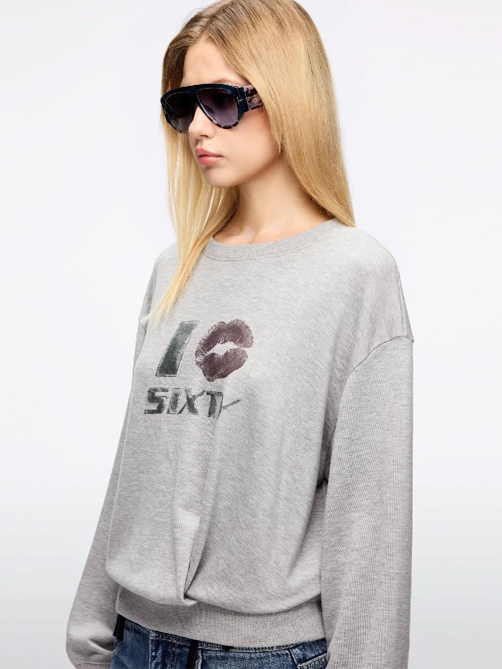 Miss Sixty CREW NECK PRINTED SWEATSHIRT LIGHT HEATHER GREY