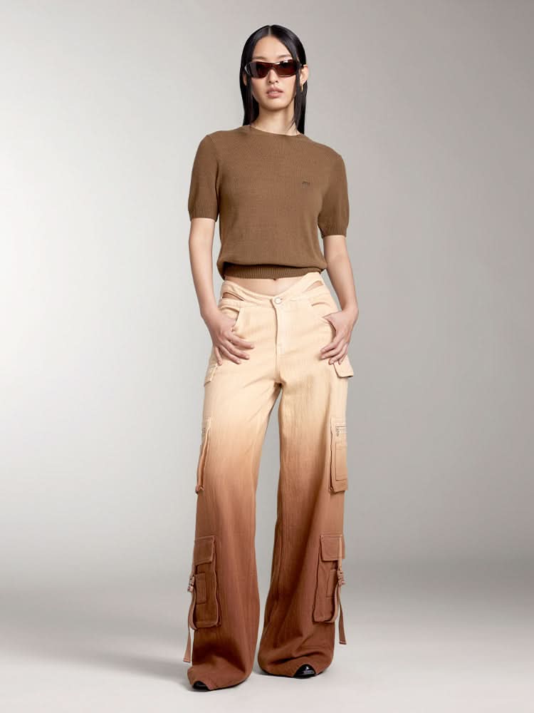 Miss Sixty CREW NECK SHORT SLEEVES CASHMERE TOP COFFEE