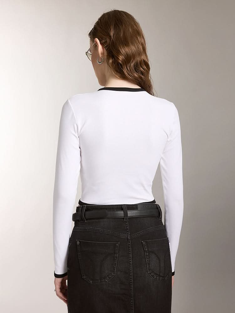 Miss Sixty CREW NECK SLIM FIT TOP T-SHIRT BRIGHT WHITE