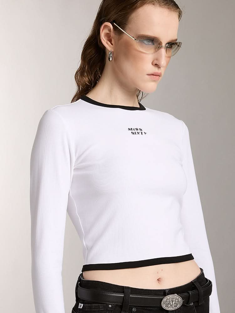 Miss Sixty CREW NECK SLIM FIT TOP T-SHIRT BRIGHT WHITE