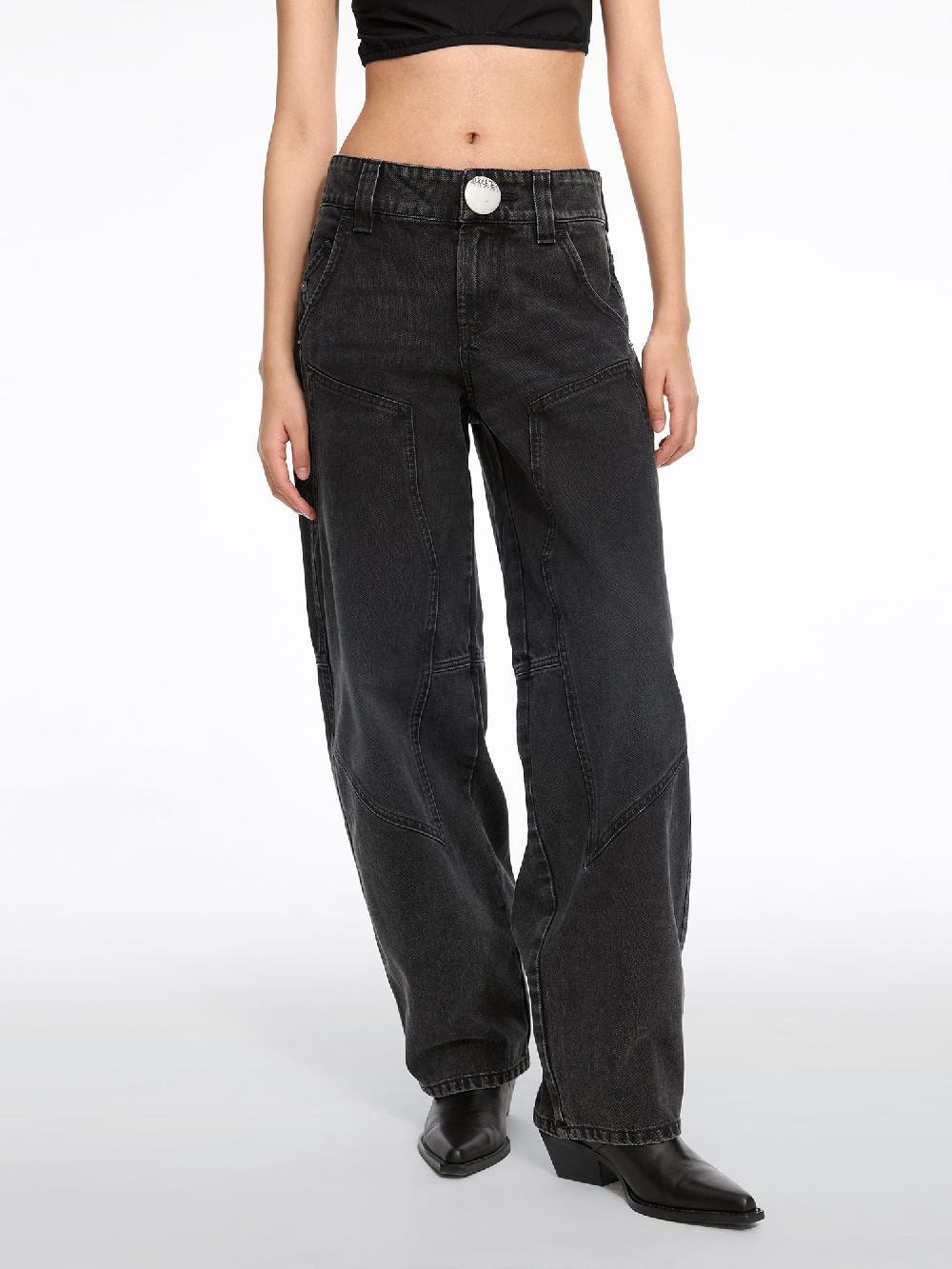 miss sixty DECONSTRUCTED PATCHWORK LOW-RISE JEANS BLACK FOG