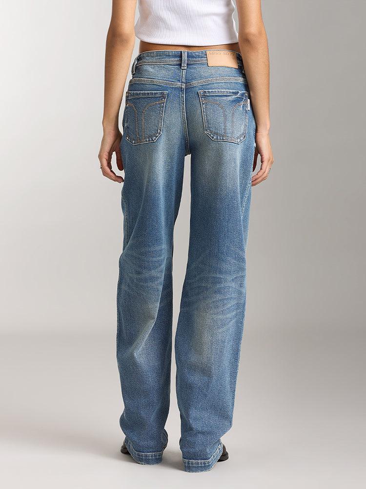 Miss Sixty DENIM BLUE WASHED STRAIGHT FIT JEANS DEEP BLUE