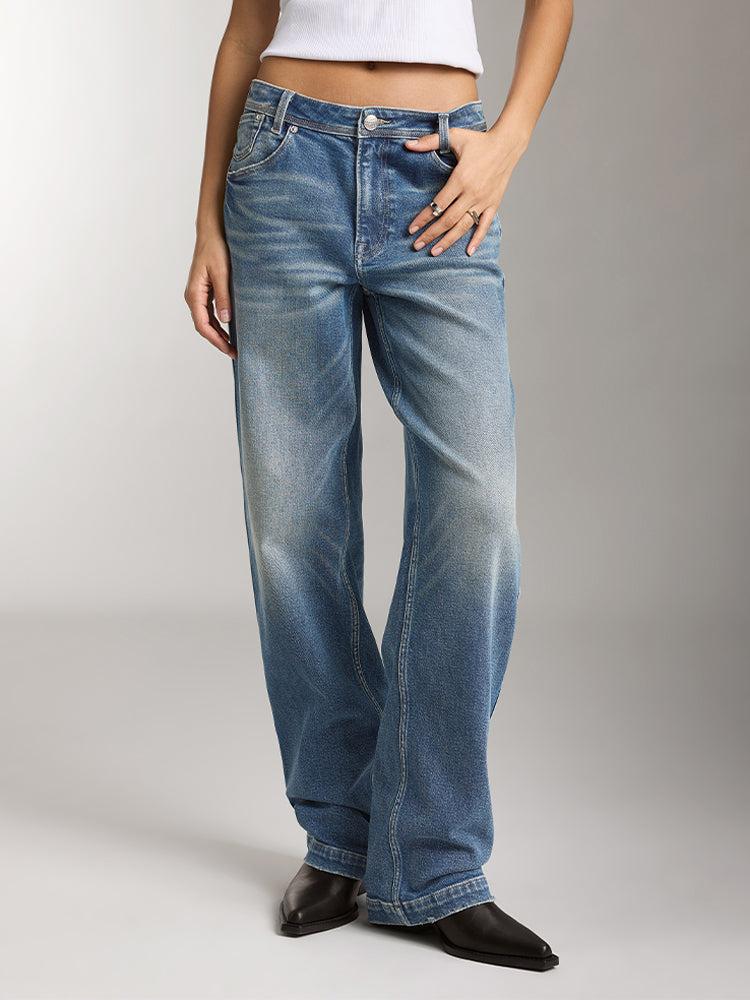 miss sixty DENIM BLUE WASHED STRAIGHT FIT JEANS DEEP BLUE