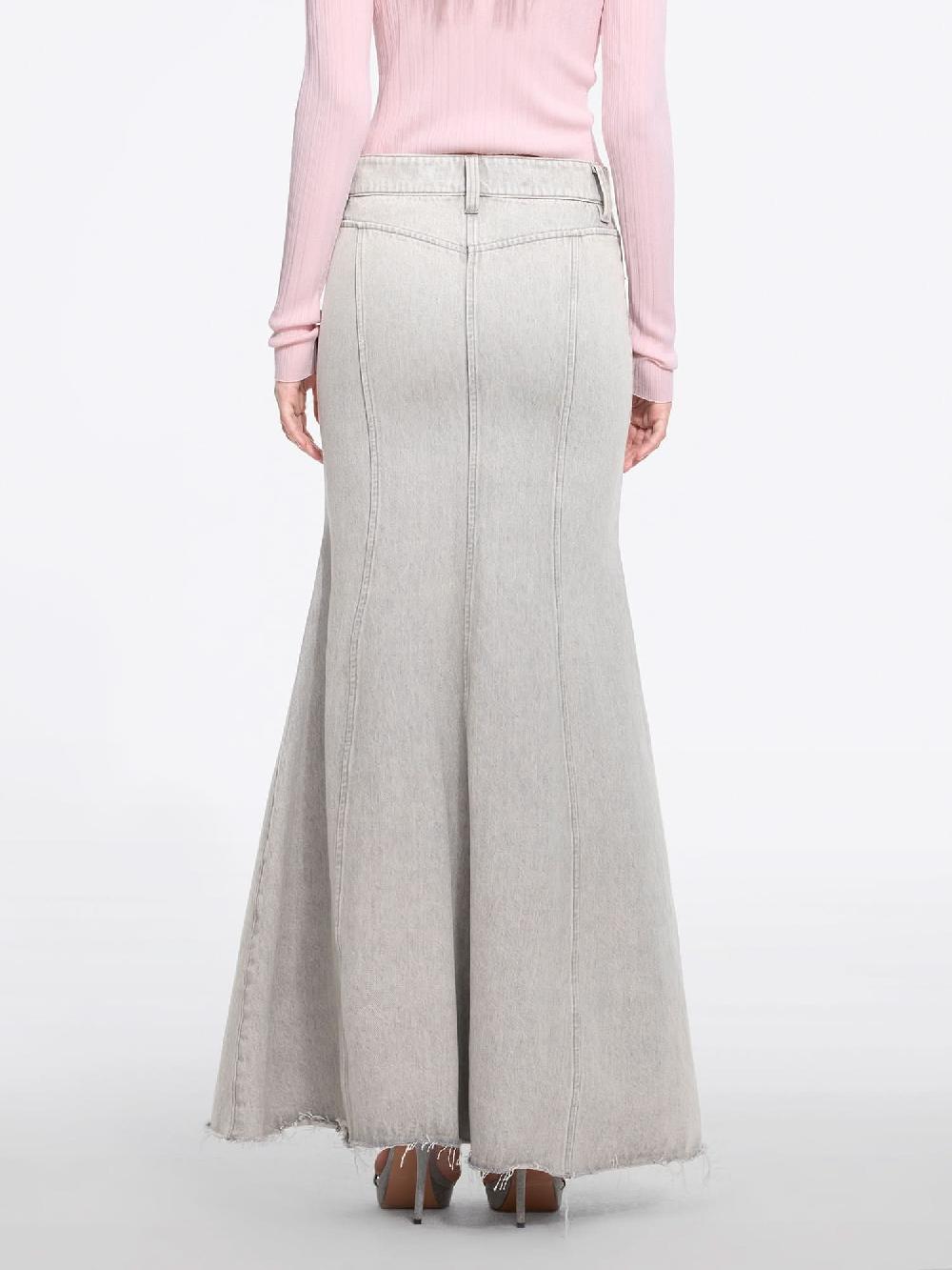 Miss Sixty DENIM MERMAID SKIRT WITH FLORAL BELT LIGHT GREY