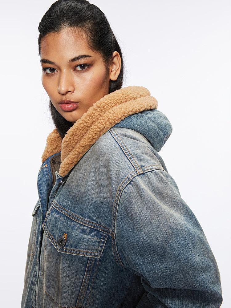 Miss Sixty DETACHABLE DENIM DOWN JACKET MIDDLE BLUE