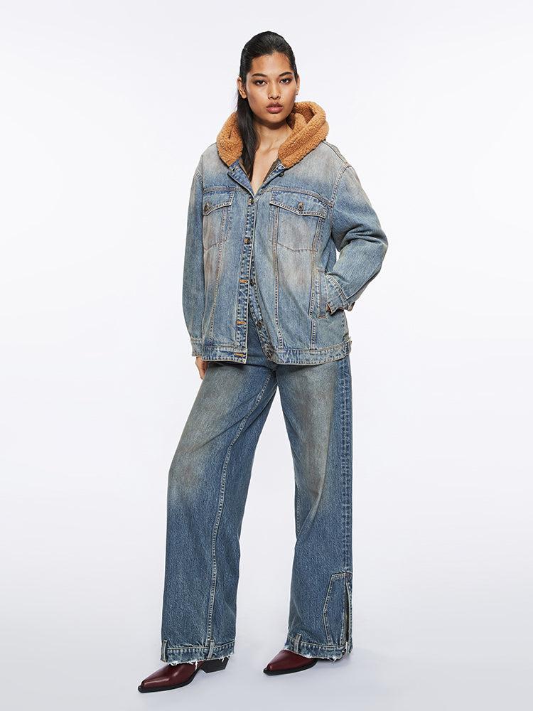 Miss Sixty DETACHABLE DENIM DOWN JACKET MIDDLE BLUE