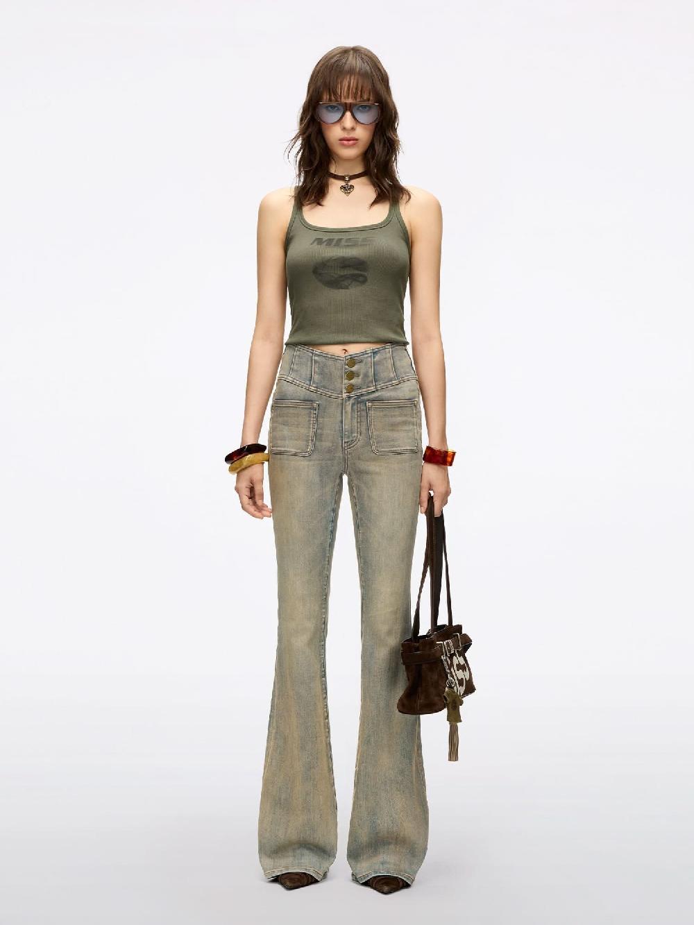 Miss Sixty DISTRESSED FLARED JEANS-GLENDA PLUS 5 DEEP BLUE