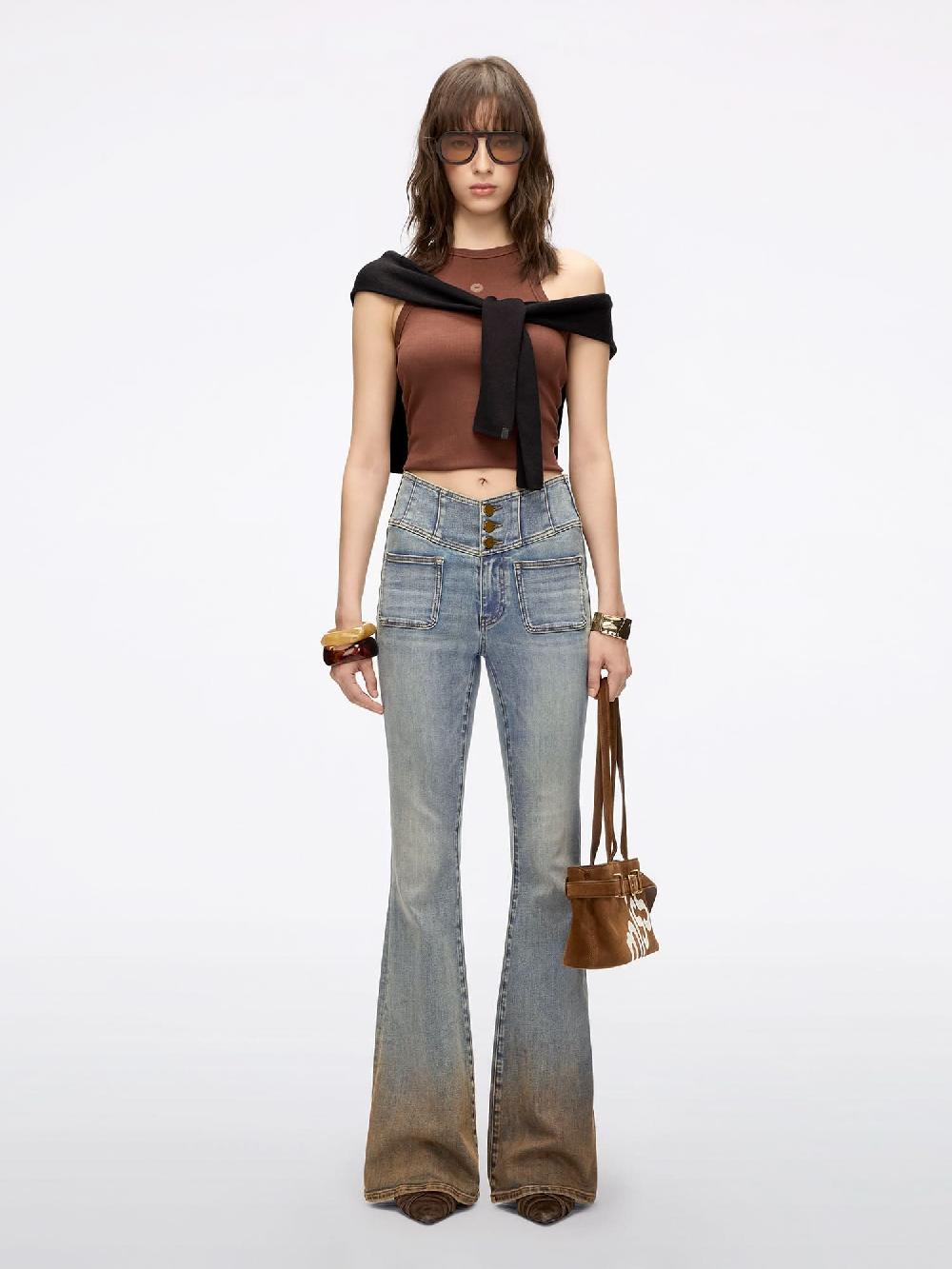 Miss Sixty DISTRESSED FLARED JEANS-GLENDA PLUS 5 MIDDLE BLUE