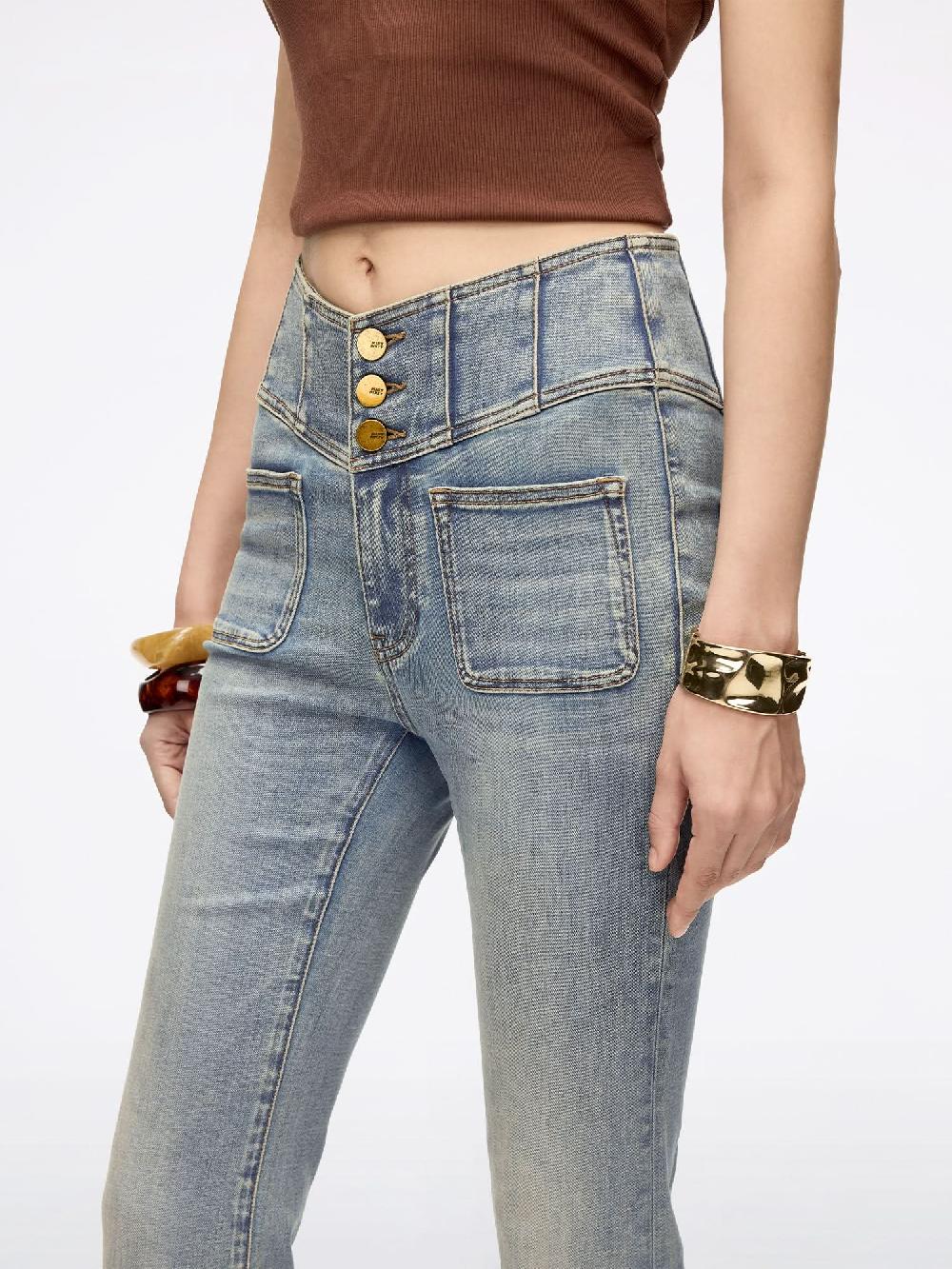 Miss Sixty DISTRESSED FLARED JEANS-GLENDA PLUS 5 MIDDLE BLUE