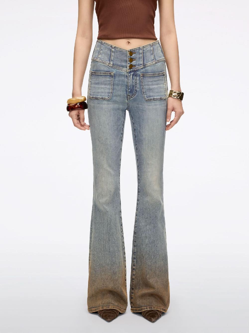 miss sixty DISTRESSED FLARED JEANS-GLENDA PLUS 5 MIDDLE BLUE