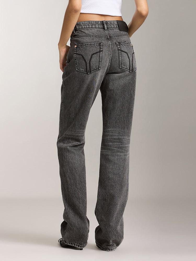 Miss Sixty DISTRESSED GRAY COLOR STRAIGHT FIT JEANS BLACK FOG