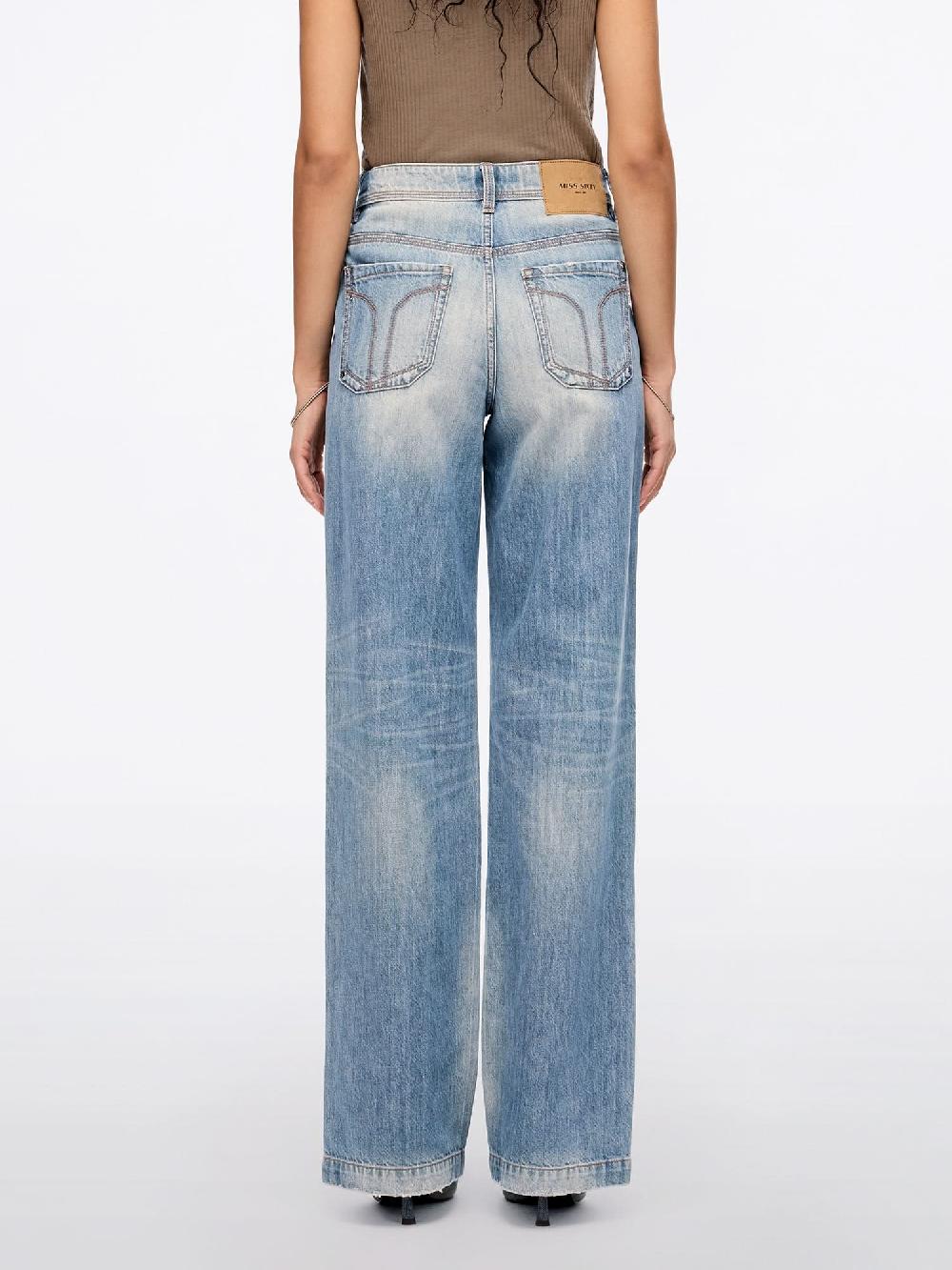 Miss Sixty DISTRESSED STRAIGHT-FIT JEANS LIGHT BLUE