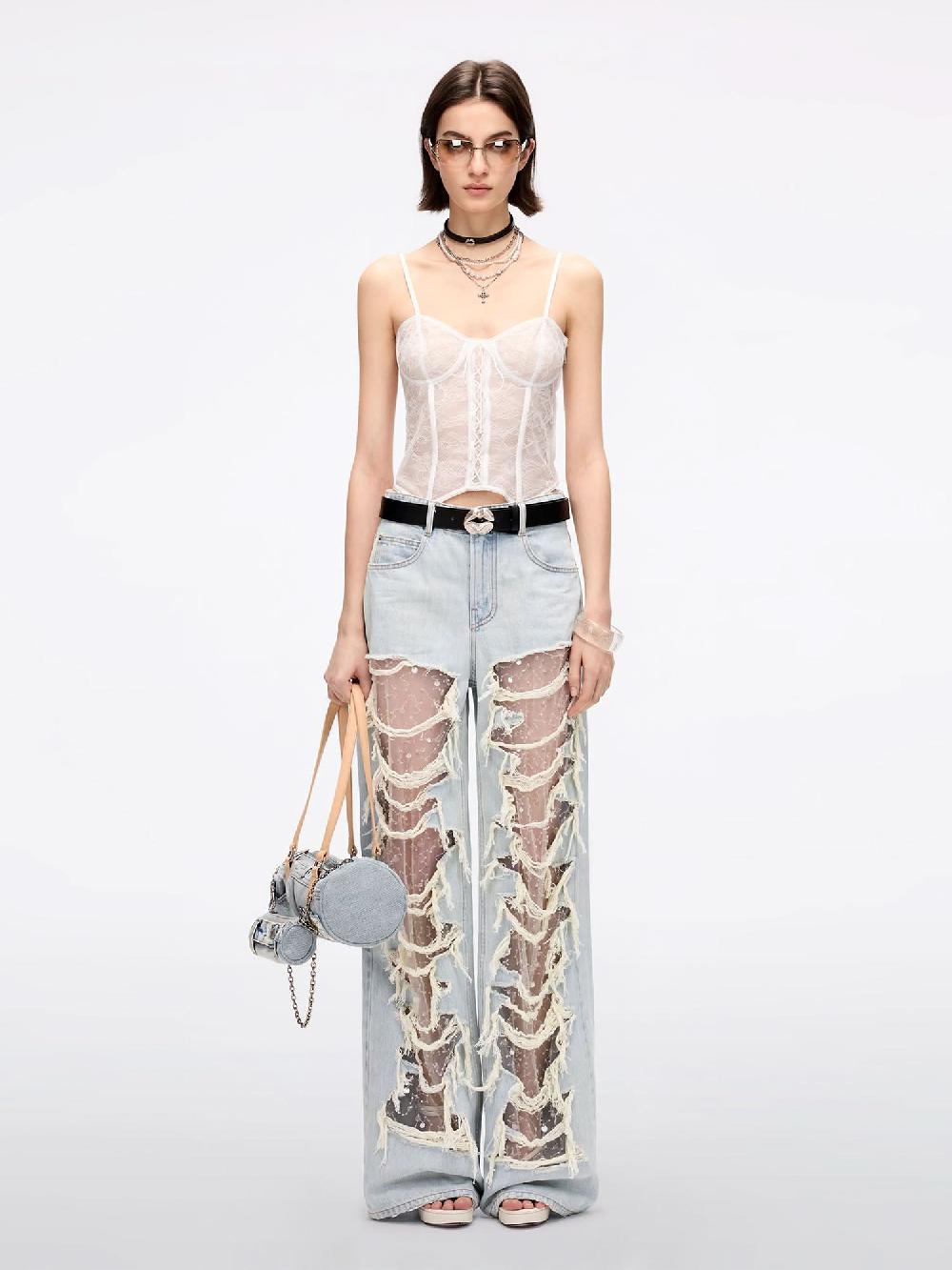 Miss Sixty DISTRESSED STRAIGHT-LEG JEANS LIGHT BLUE